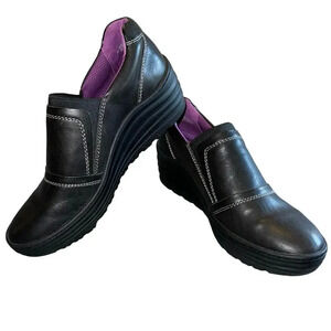 Bionica Grinnell‎ 9M Black Italian Leather Wedge Shoes 4506001 Slip Resistant